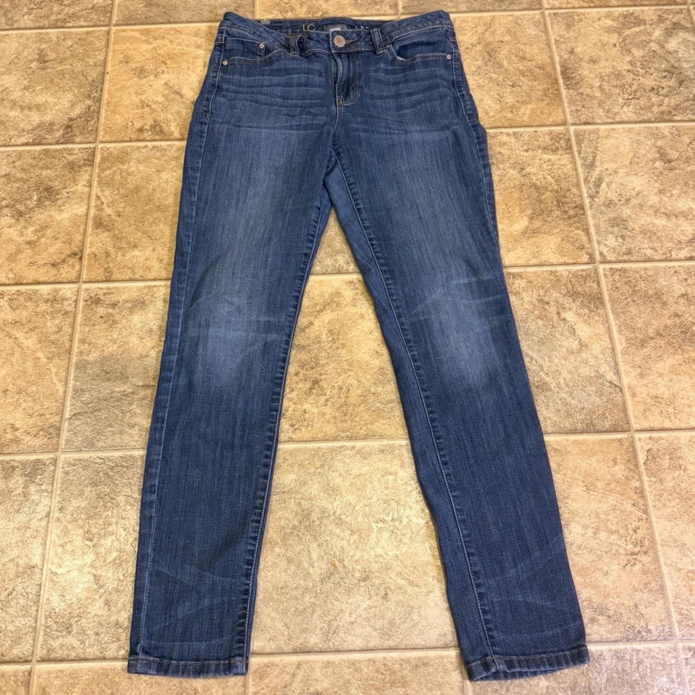 LC Lauren Conrad Women Blue Skinny Jeans Size 6 Mid Rise Medium Wash Denim